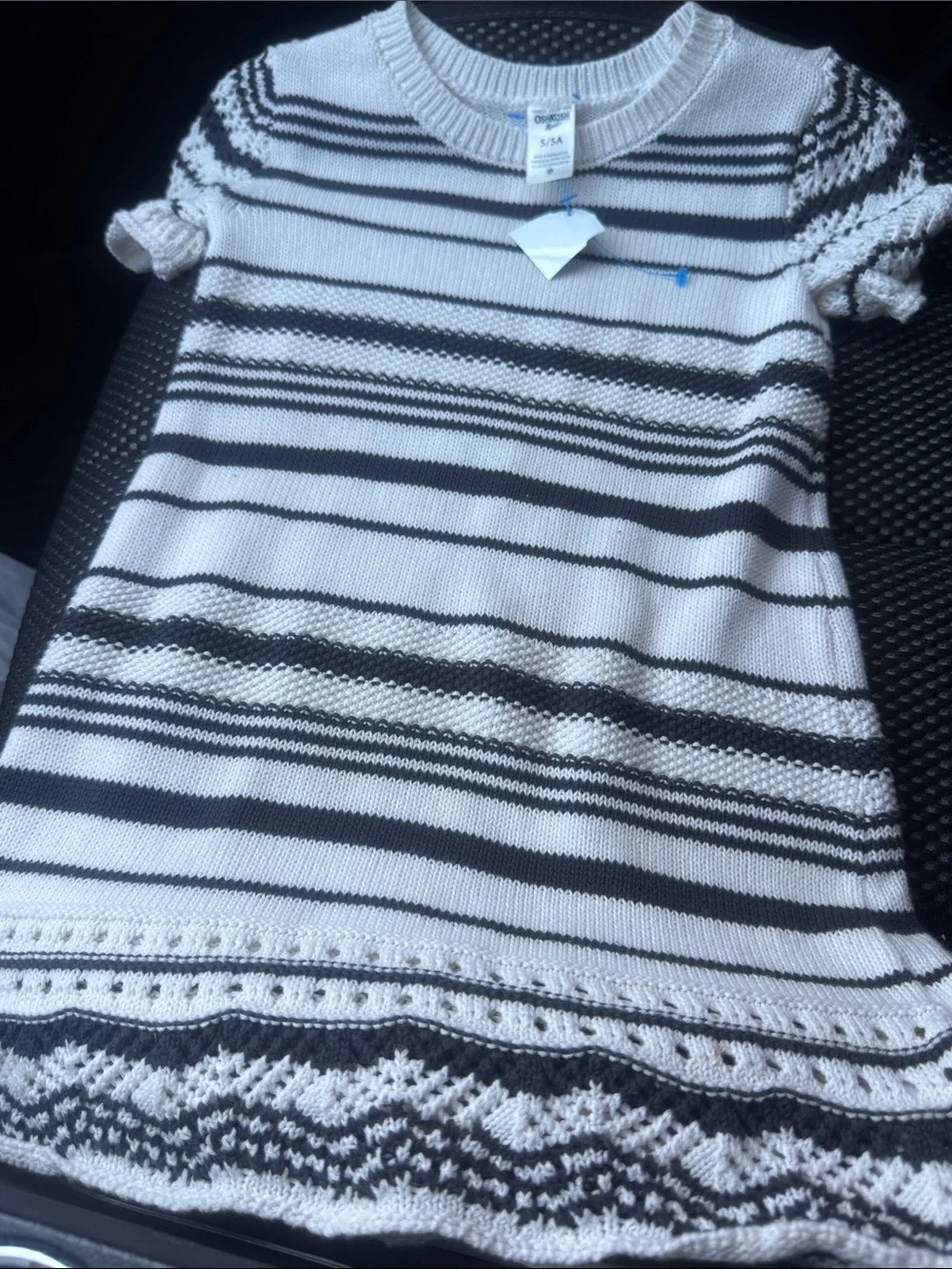 OshKosh B'gosh Black and White Striped Short Sleeve Knit Dress